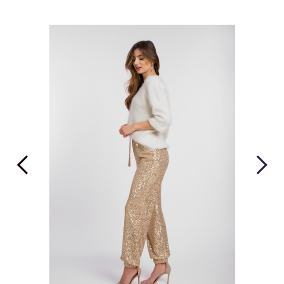 Women's Champagne Sequin Joggers sz medium - Picture 8 of 9